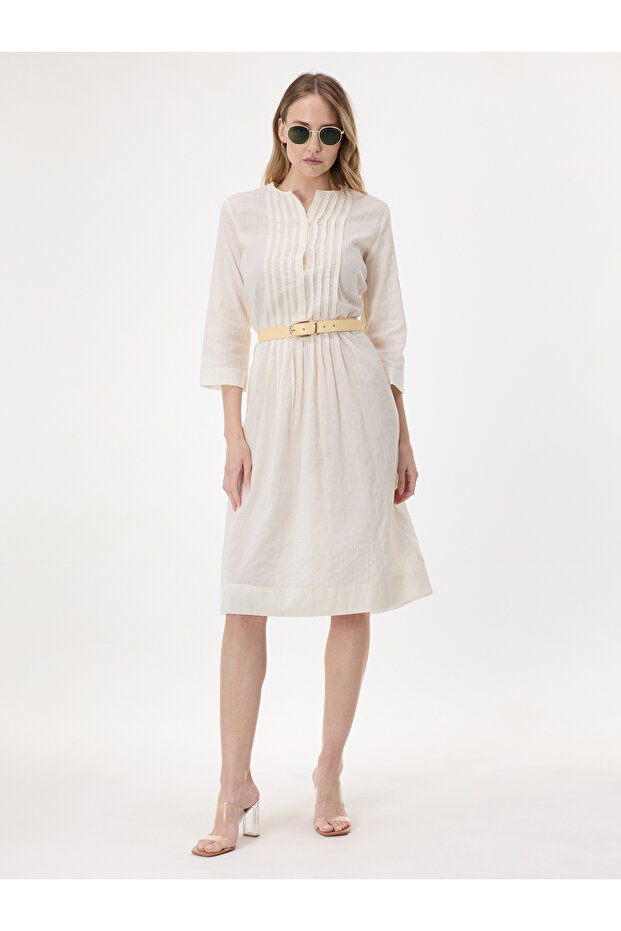 Rochie midi crem de damă - 1