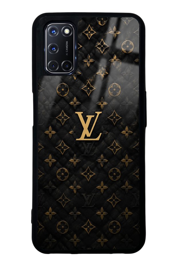 Oppo A52 Black Gold Lv Design Glossy Phone Case