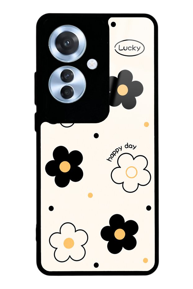 Oppo Reno 11F White Lucky Happy Day Design Glossy Phone Case