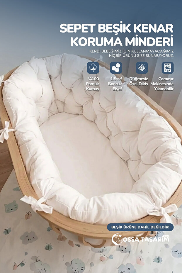 100% Cotton Fabric Basket Edge Protection Cushion for Crib