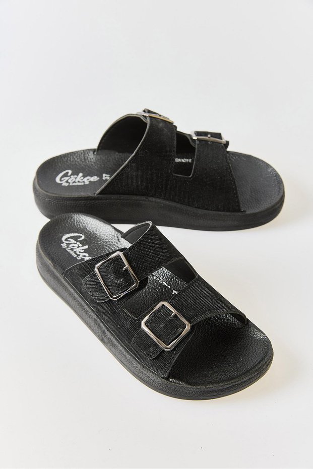 Women's Soft Sole Open-Front Slippers Black