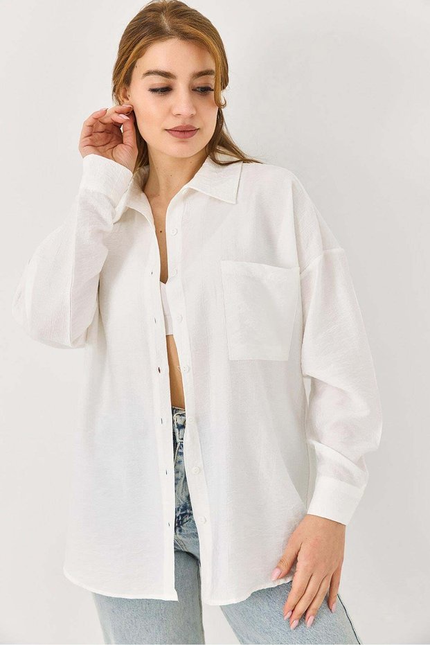 Women's Black Off-Shoulder Casual Shirt White