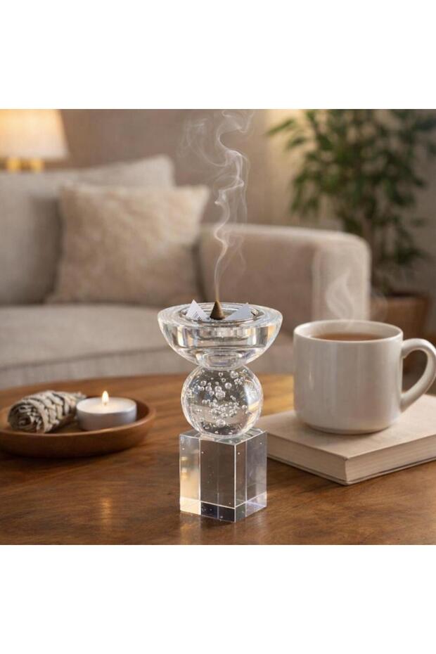 مبخرة بقاعدة كرستال شفاف– تصميم فاخر لتعطير المنزل