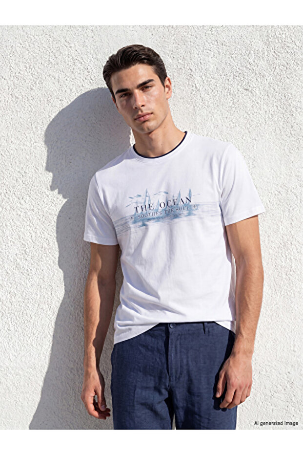Shining Choices from Shining Store Zero Roba Collar Printed Combed Cotton Men's T-Shirt