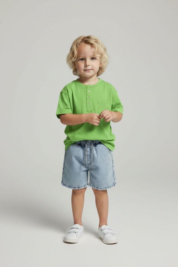 Baby Boy Organic Crewneck Buttoned T-Shirt