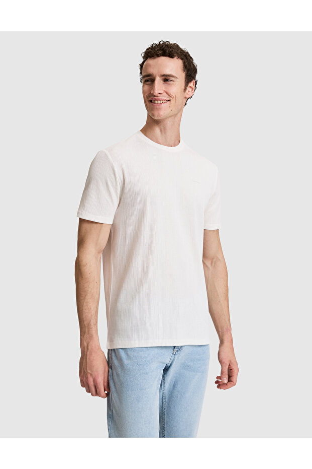 Ecru Regular Fit Crew Neck T-Shirt 50321148-Vr019