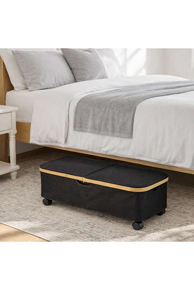 Max Flip-top Storage Box With Wheels 69x33x22cm - Black/natural