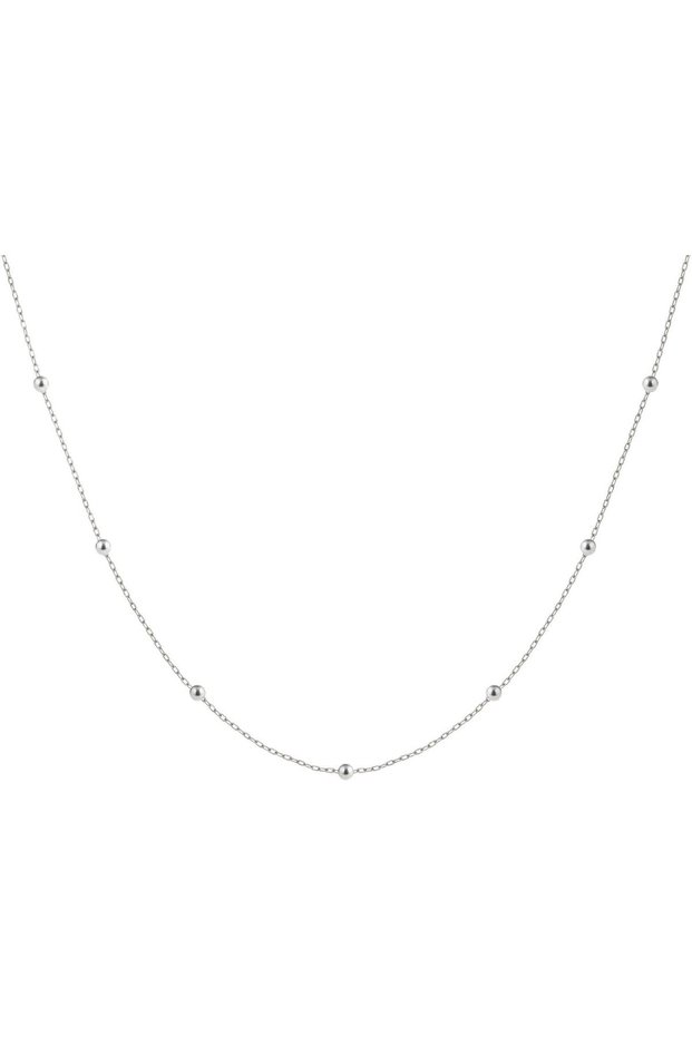 Ball Women's Necklace, 925 Sterling Silver, Beaded Chain Necklace, Handmade Adjustable Jewelry