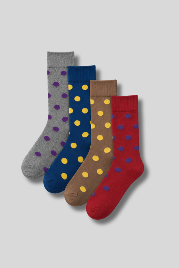 Women's 4-Pack Cotton Polka Dot Patterned Socks