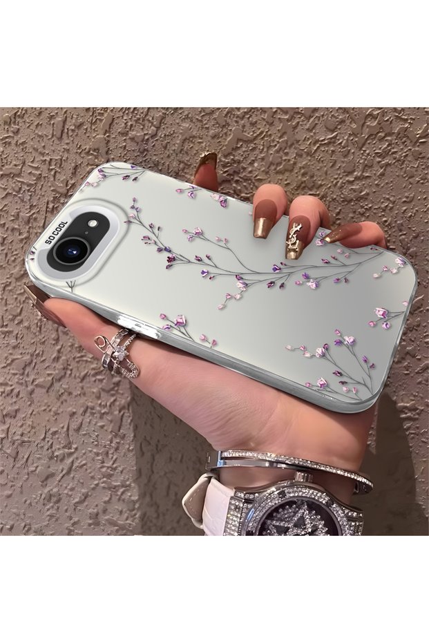 iPhone 16E Compatible Thin Branch Flower Case, Wear-Resistant Minimalist Mobile Phone Case