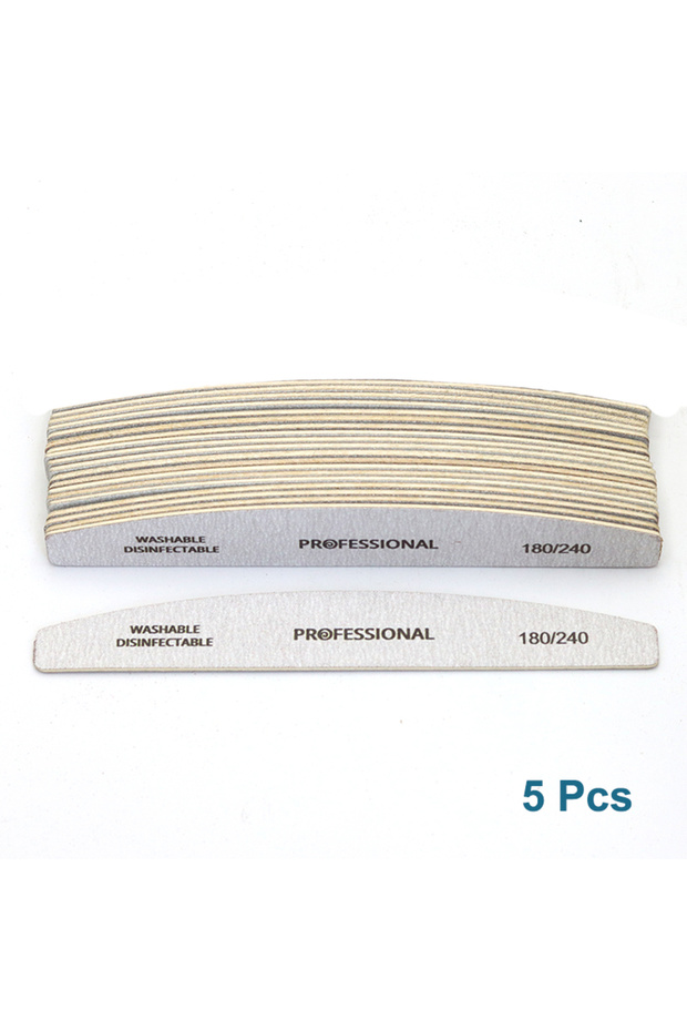5pcs Grit180-240 5 /10 /20/40 Pieces Professional Gray Thin-blade Wooden Nail Files Half-moon-shaped