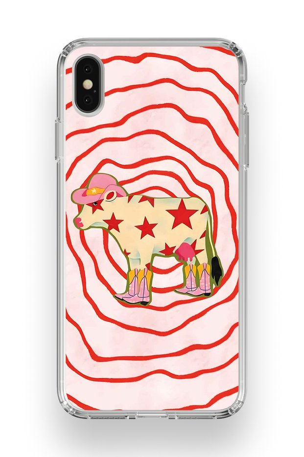 iPhone XS Max Compatible Cowboy Cow Pattern Transparent Phone Case