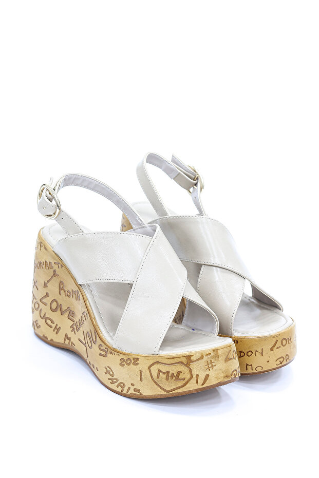 Mnrs 1009 Cross-Strapped Wedge Heeled Adjustable Sandals