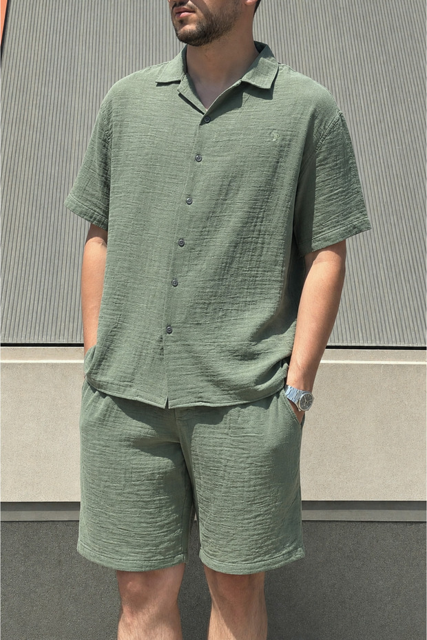 Male, Apash Collar, Summer, 100% Cotton, Muslin Weaving, Top-Down Suit G14-303