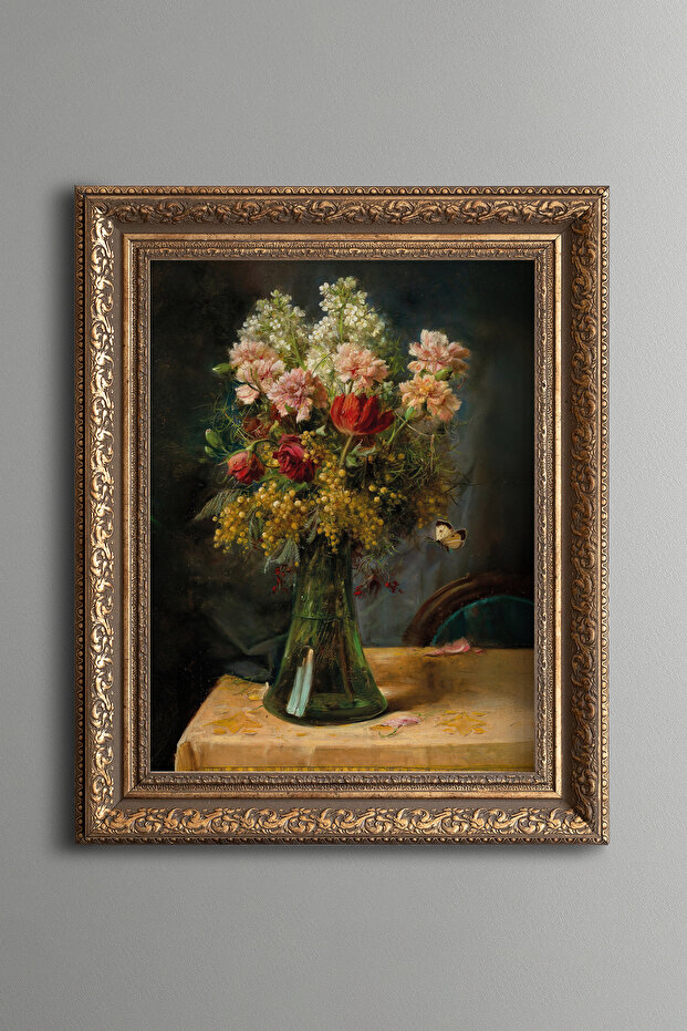 Tulip and Clove Bouquet - Vintage Patterned Painting - Thick Model