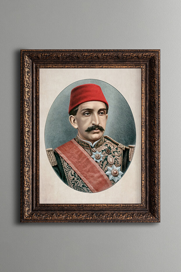 II. سلطان عبد الحميد هان - لوحة منقوشة عتيقة الطراز - نموذج سميك