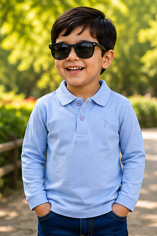 Boys Basic Polo Long Sleeve T-Shirt