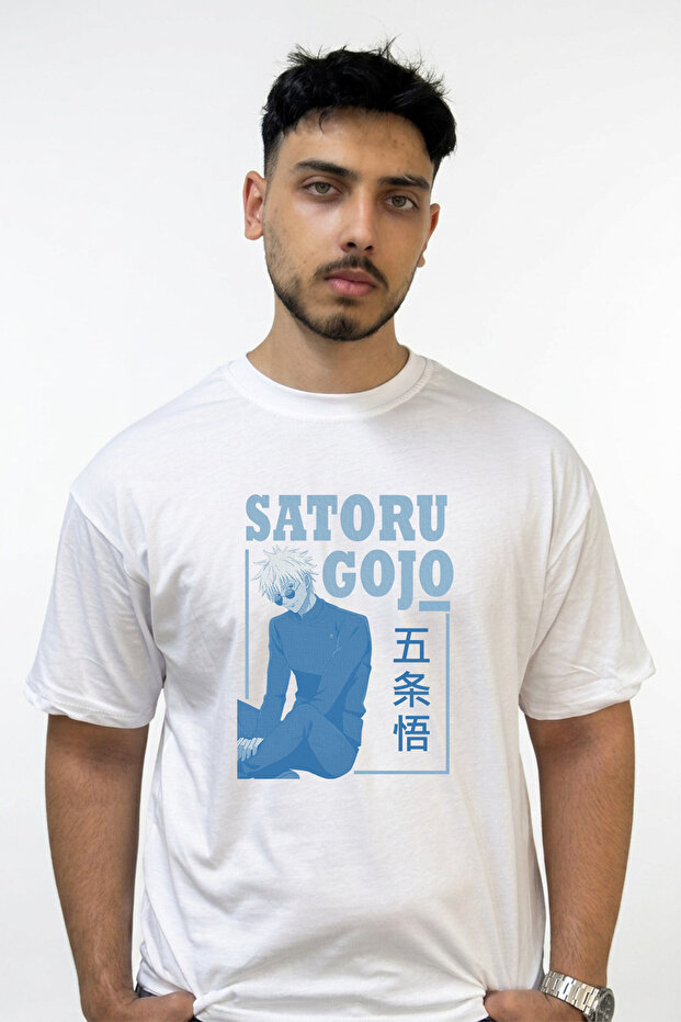 Satoru Gojo Design Printed Oversize White T-Shirt