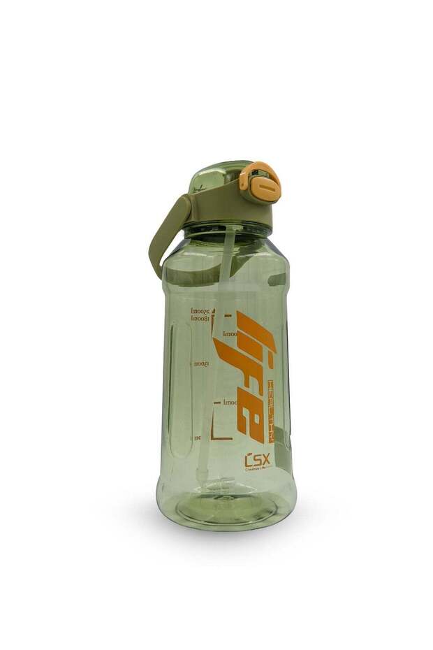 Premium 2.5L Water Bottle with Orange Typography (Detachable Straw)