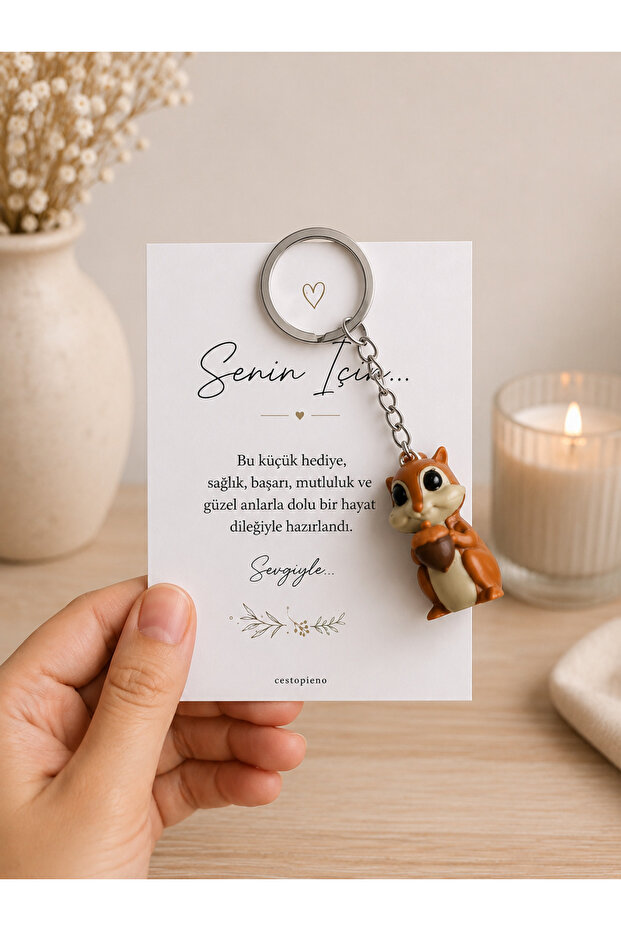 Squirrel with Card Moving Bag Ornament / Keychain - 1 Piece