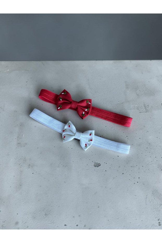 Red and White Embroidered Baby Bandana