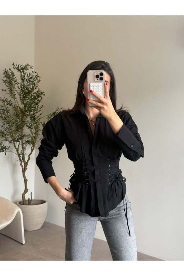 Black Bird's Eye Detailed Shirt