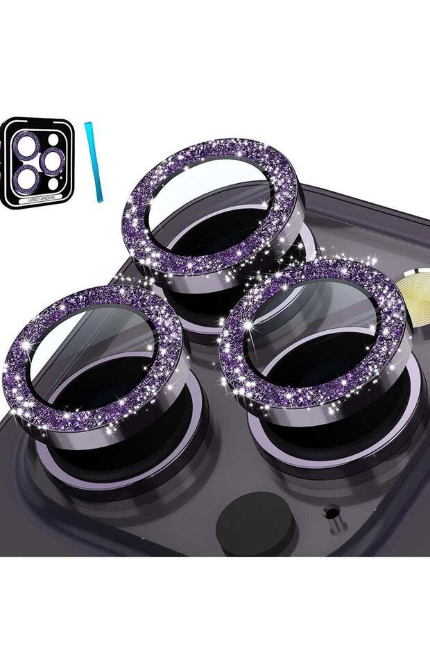 Camera Lens Protector for iPhone 14 Pro & Pro Max, 9H Tempered Glass Metal Ring Camera Cover Film