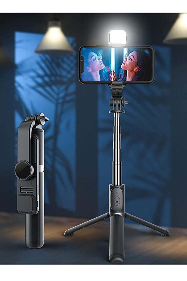 Portable Selfie Stick Tripod with Light, Detachable Bluetooth Remote, 41 Inch Extendable