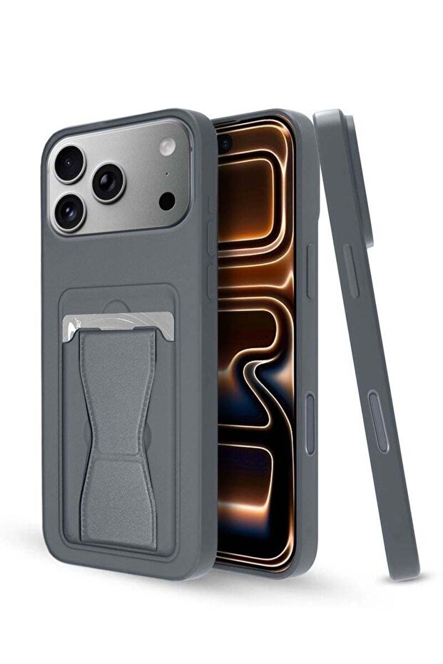 iPhone 17 Pro Max 5G 2025 Silicone TPU Card Holder with Hand Grip Case | Slim Shockproof Wallet Cover