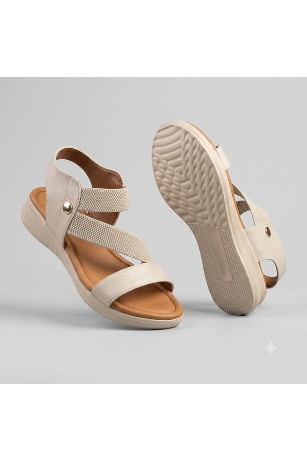 (Mavişim) Poly Lightweight Comfortable Sole Comfort Women's Sandals Vi̇zon