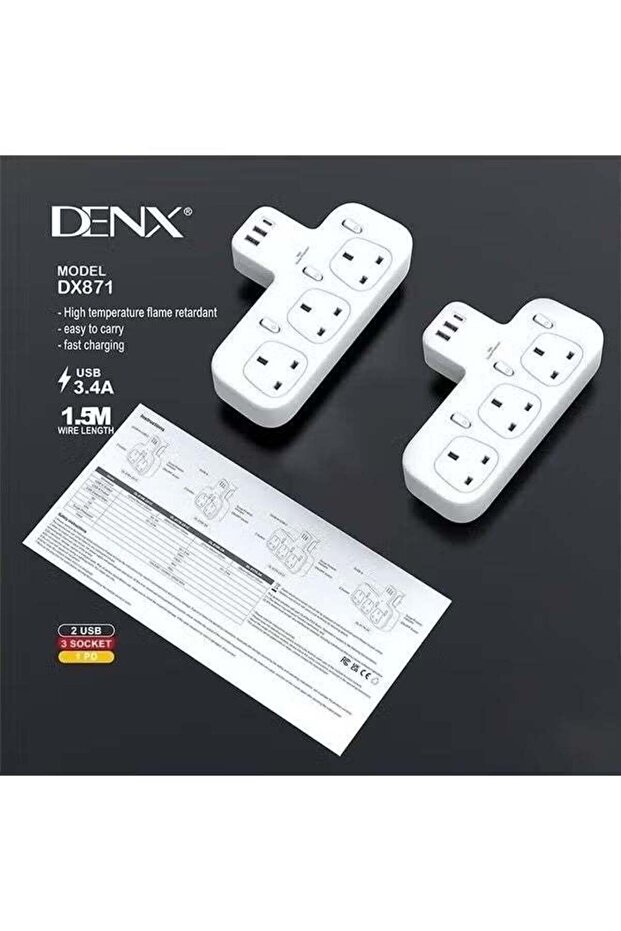 Denx Multi-Outlet Wall Power Strip with 3 Triple Sockets, 2 USB Ports & PD Fast Charging | Safe and Compact