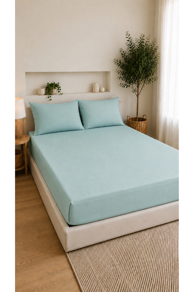 Double Elastic Sheet Set with 2 Pillowcases 50X70 | 160X200+30 | 100% Cotton