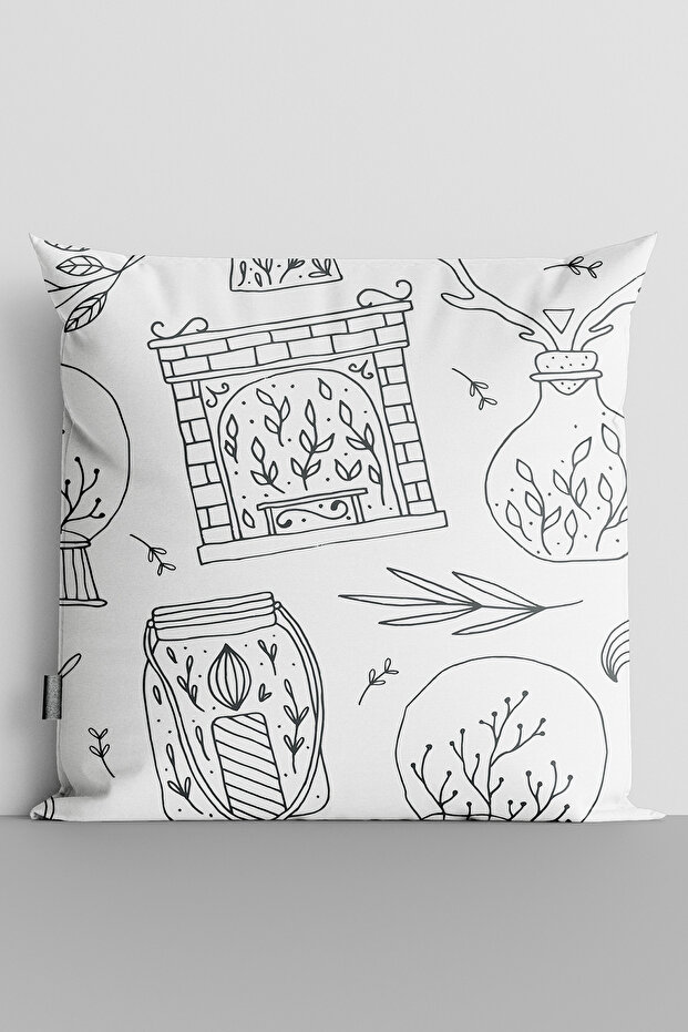 Fireplace and Candle Themed Double Sided Digital Printed Throw Pillow Cover