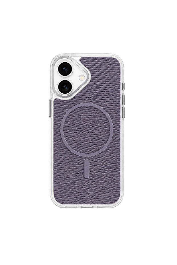 iPhone 17 Compatible Uniq Magsafe Featured Original Linen Coated Non-Yellowing Hard Phone Case Purple