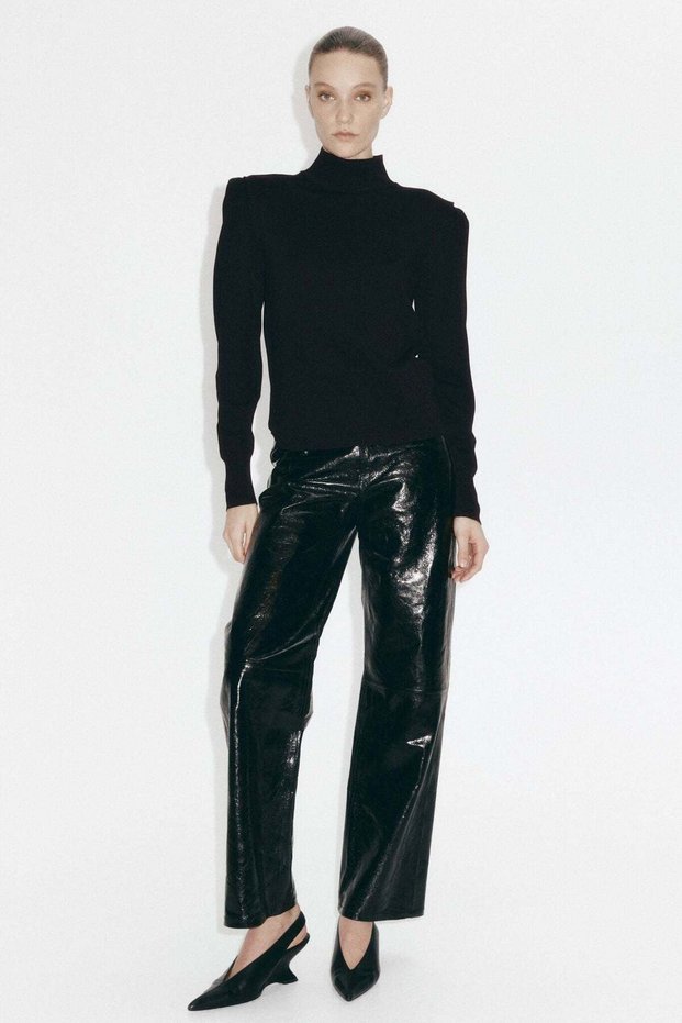 Fine-knit turtleneck top