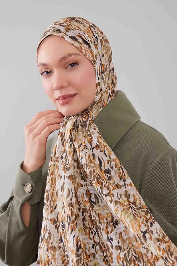 Mustard Batik Pattern Cotton Shawl - 3