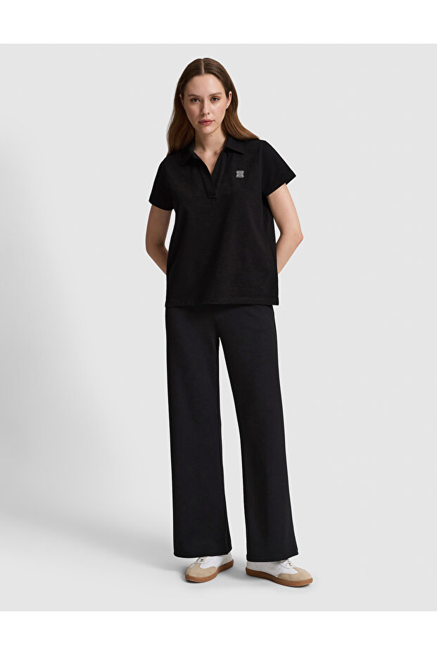 Black Flare Fit Modal Blend Sweatpants 50325430-Vr046