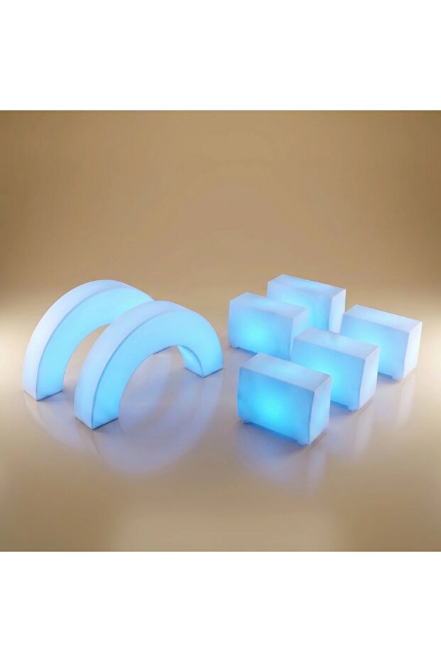 Medium Curb Set 5 Pieces + 2 Red Arches Rgb Lighting