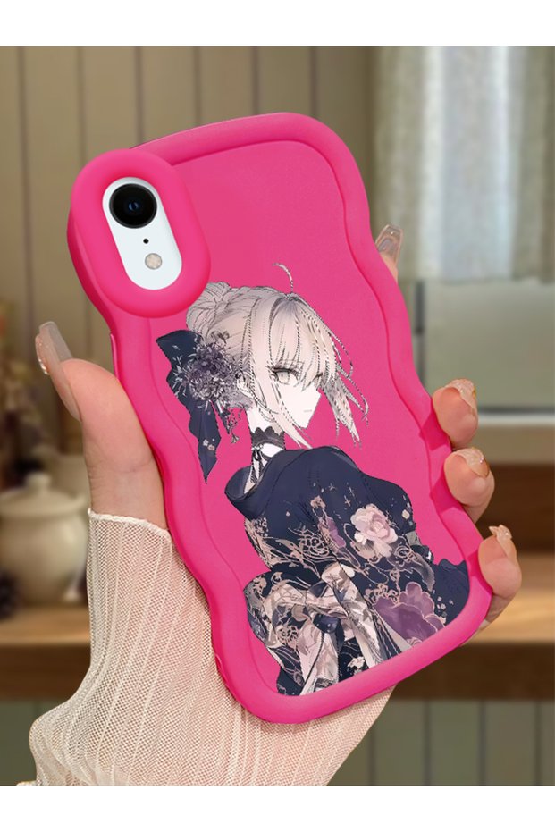 iPhone Xr Compatible Case Camera Protector Red Silicone Couple Phone Case Girl Pattern