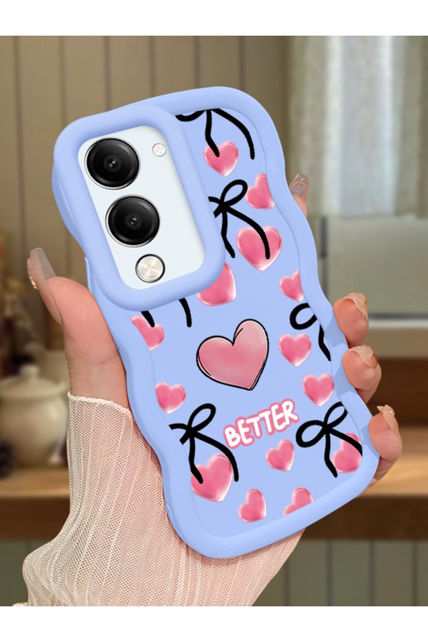 Vivo Y29S Compatible Case Camera Protector Blue Silicone Couple Phone Case Heart Pattern