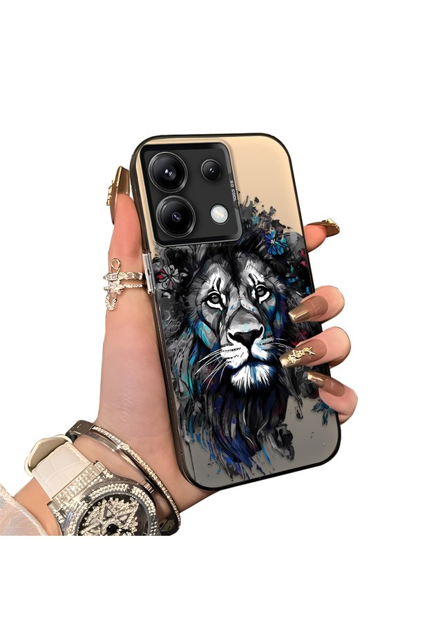 Poco X6 5g Compatible Silicone Edge Hard Back Case Couple Phone Case Lion Pattern