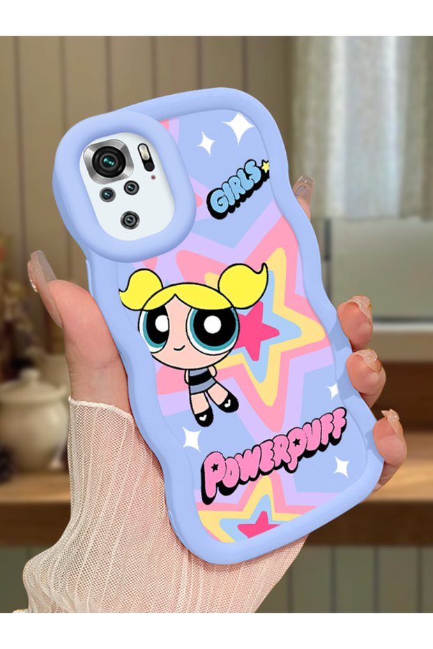 Redmi Note 10 4g Compatible Case Camera Protector Blue Silicone Couple Phone Case Powerpuff Pattern