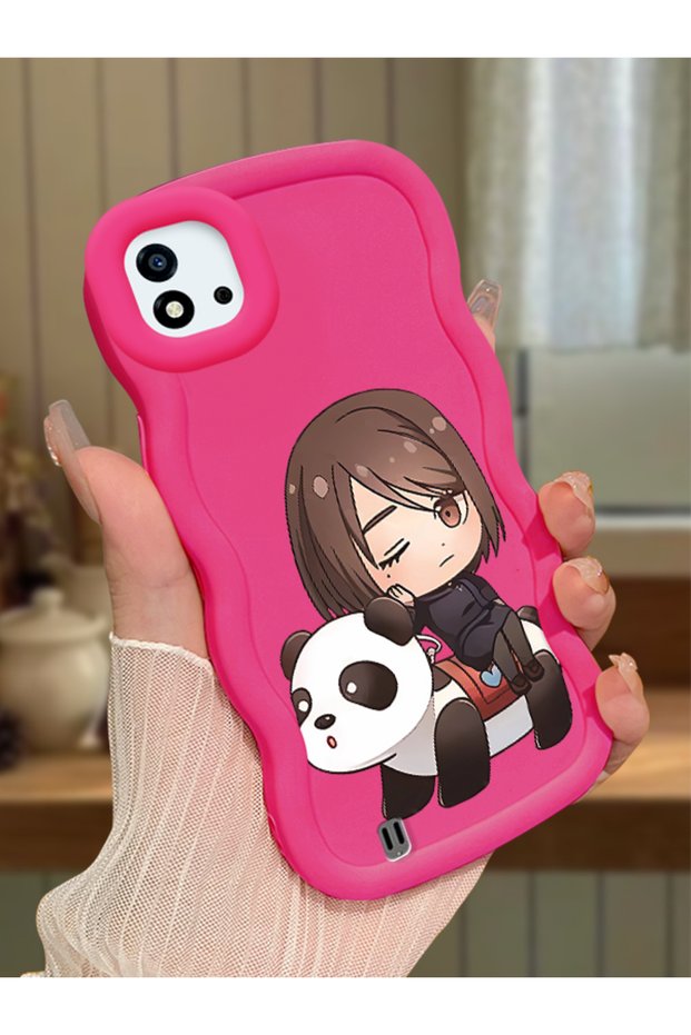 Realme C11 2021 Compatible Case Camera Protector Red Silicone Couple Phone Case Panda Pattern