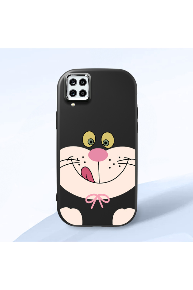 Samsung Galaxy A12 Compatible Case Camera Protective Black Silicone Couple Phone Case Cute Patterned