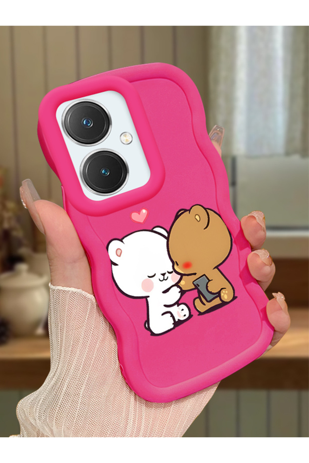 Vivo Y27 Compatible Case Camera Protector Red Silicone Couple Phone Case Cute Pattern