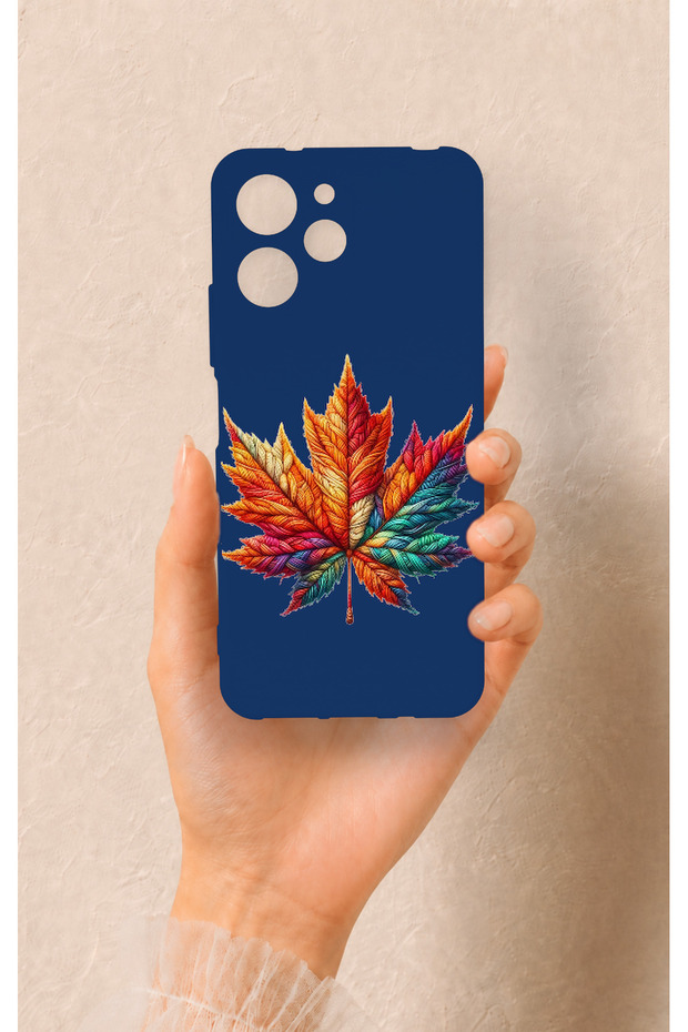 Redmi 12 Compatible Colorful Leaf Pattern Silicone Case