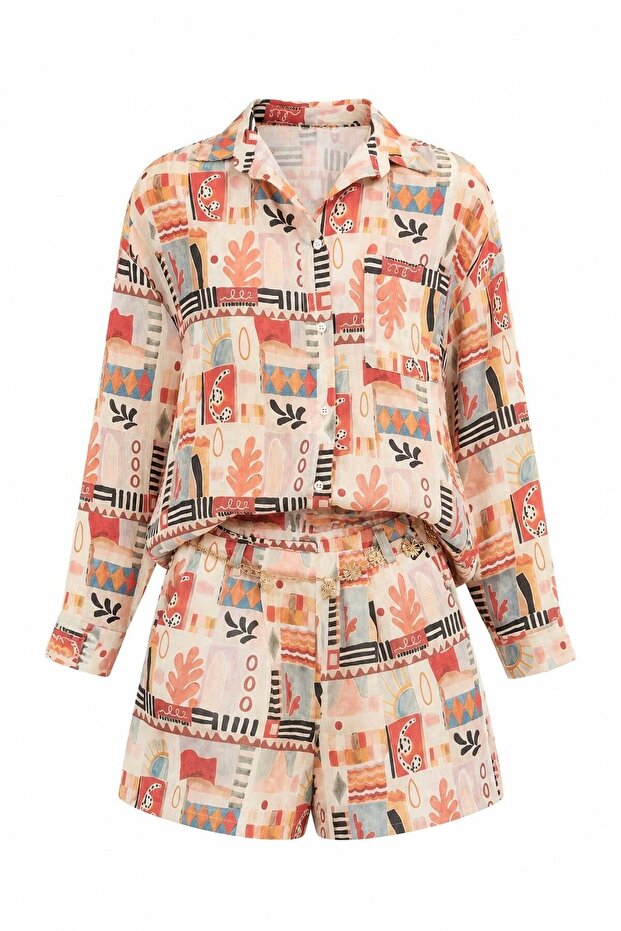 Cadena Chain Belted Suit Orange