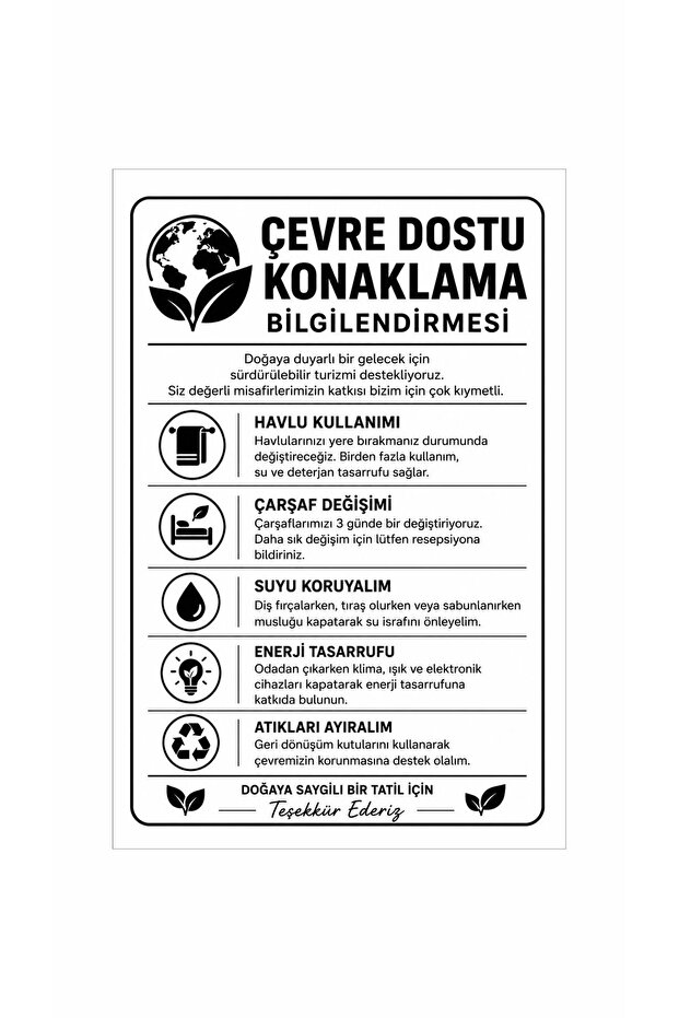 Hotel Hostel Eco-Friendly Accommodation Warning Sign 14X21Cm Size