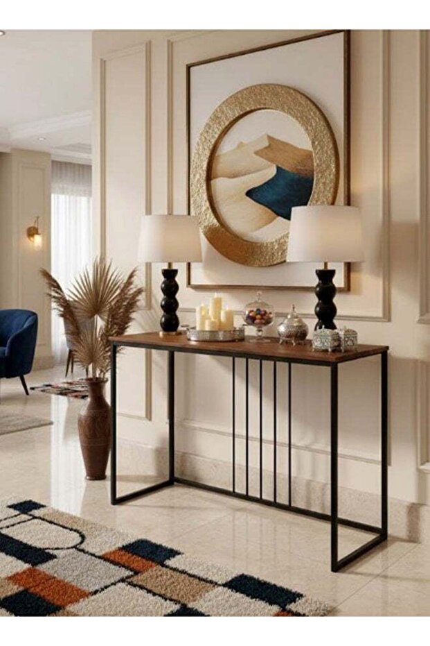 طاولة كونسول مستطيلة بإطار معدني 120x40x80 سم - 2