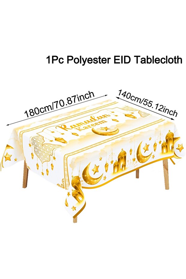 504 Ramadan Kareem Table Cover White Gold Ramadan Decor 2026 For Home Tablecloth Islamic Muslim Part